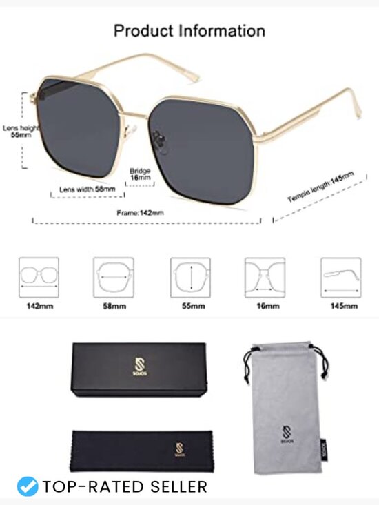 Retro Square Polarized Sunglasses Vintage Oversized Large Metal Frame UV400 main image 2